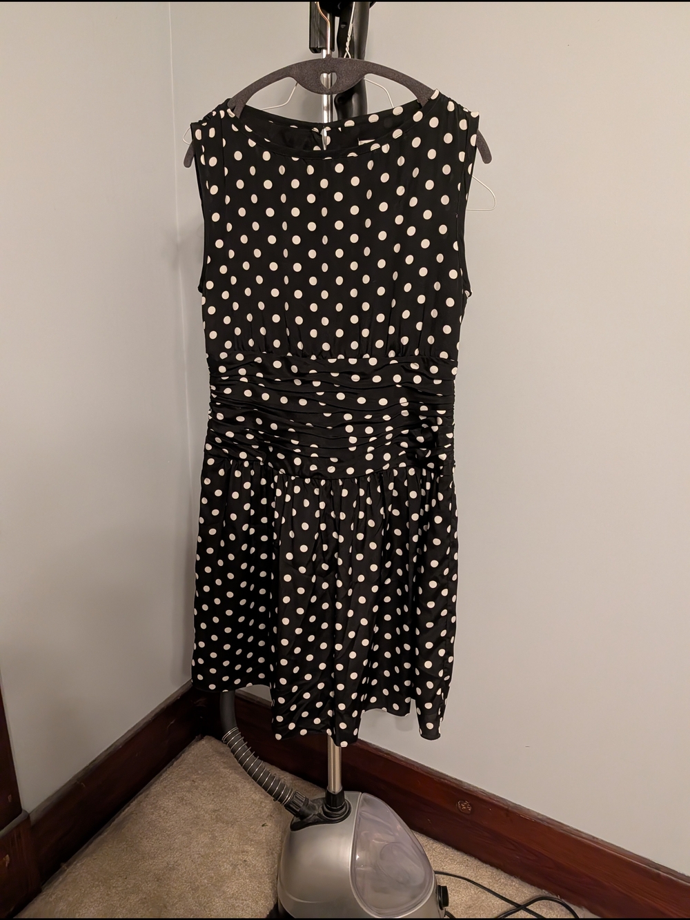IC COLLECTION Black and White Polka Dot Midi Dress